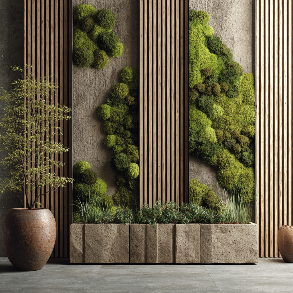 An inviting eco-interior featuring natural light and lush indoor plants